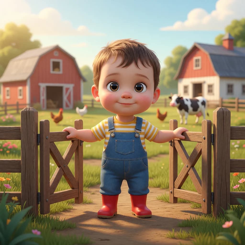 Обложка книги «Илья и утро на ферме», стиль 3D-мультфильм