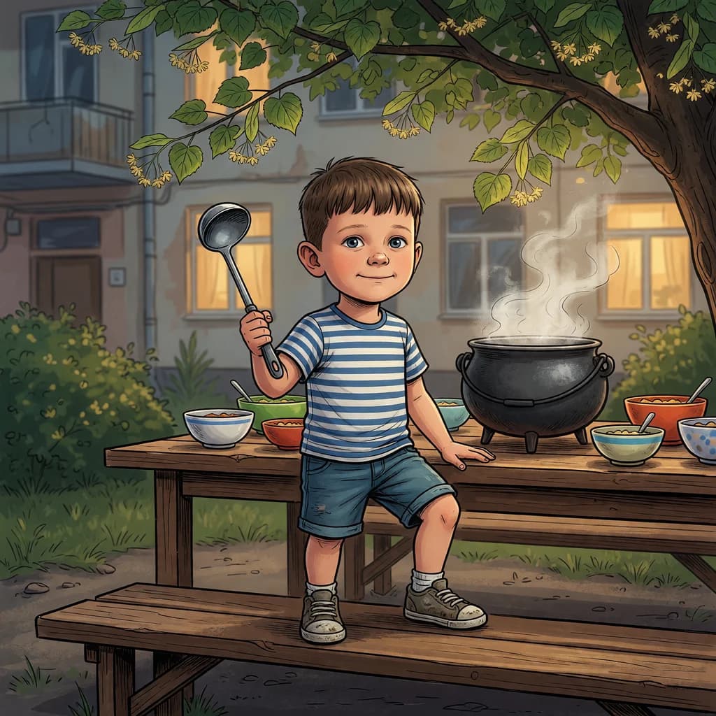 Обложка книги «Гриша и котёл, в котором ничего не было», стиль Комикс