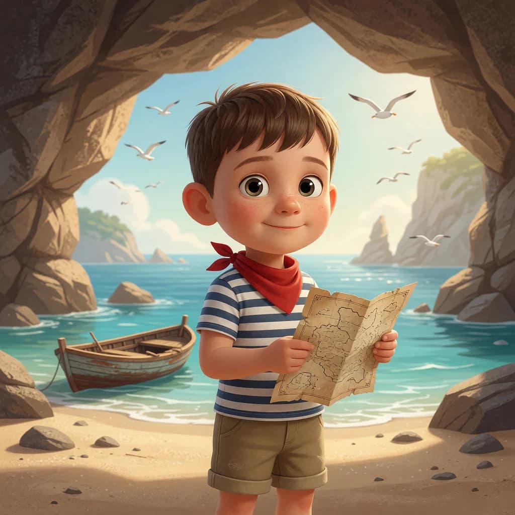 Обложка книги «Максим и пираты, которые искали не золото», стиль 3D-мультфильм